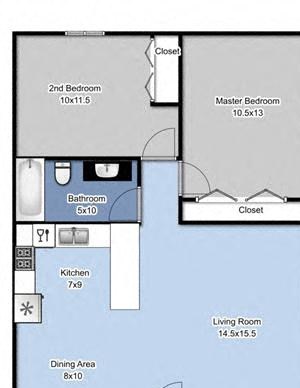 2 Bedroom - Open Concept